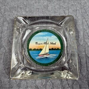 Vintage Newport, Rhode Island Sailboat Glass Souvenir Ashtray